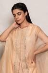 Buy Pink Organza Hand Embroidered Thread Work Round Cape Style Tunic ...