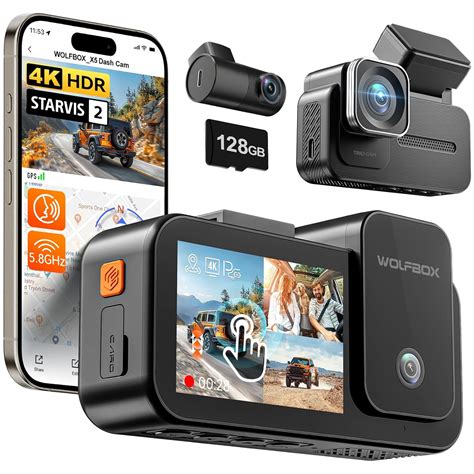 WOLFBOX X5 3 Channel Dash Cam for Car, 4K + 2.5K + 1080P Front and Rear ...