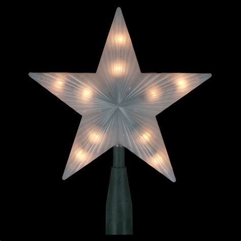 Northlight 7" Lighted White Frosted 5-Point Star Christmas Tree Topper ...