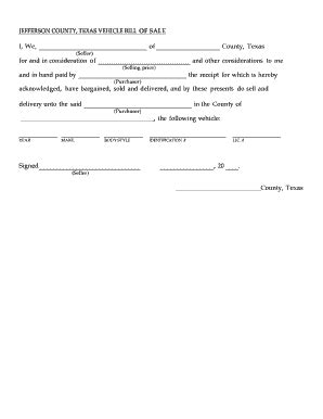 Bill Of Sale Texas - Fill and Sign Printable Template Online