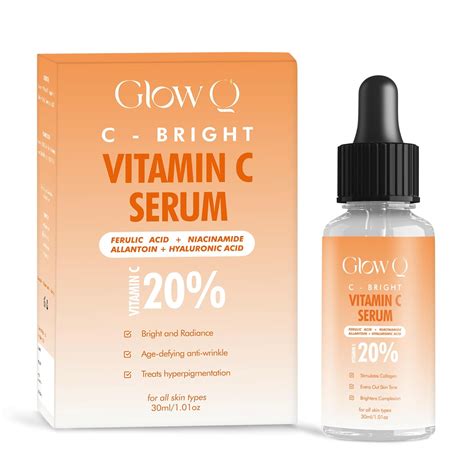 GLOW Q Vitamin C Face Serum- 20% Vitamin C Serum for Face with ...