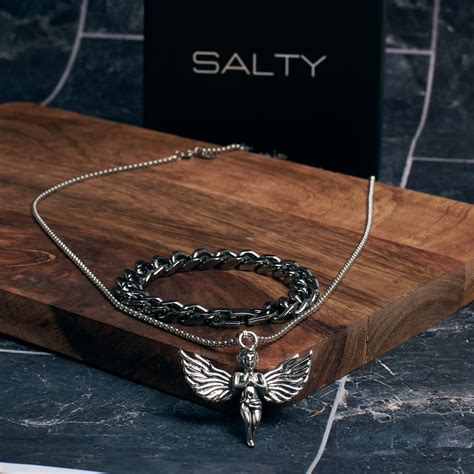 Guardian Wings Pendant and Chain Bracelet Set | Salty – Salty Accessories