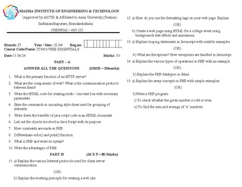 Web essential model exam - MADHA INSTITUTE OF ENGINEERING & TECHNOLOGY ...