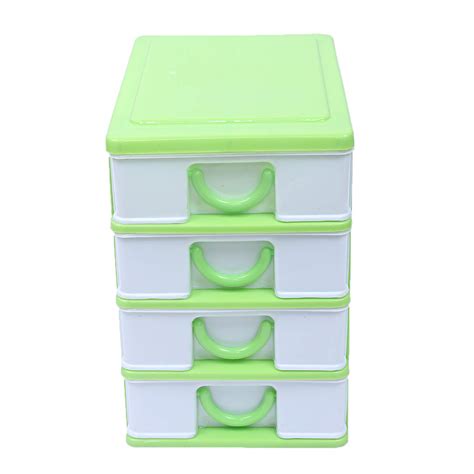 Kuber Industries Plastic Four Layer Drawer Storage Cabinet Box (Green ...