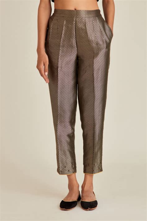 Monochrome Brocade Silk Pants