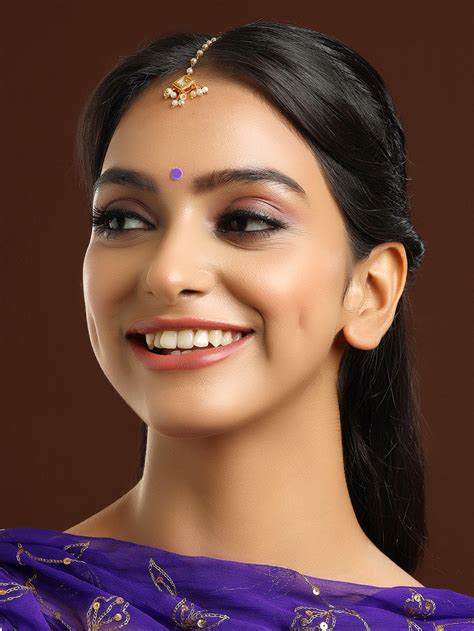 Gold Plated Handcrafted Brass Kundan Maangtika