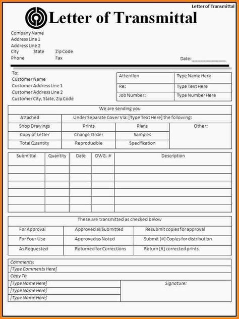 free construction submittal form template