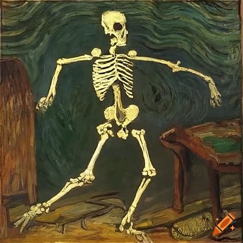 Van gogh painting of a dancing skeleton on Craiyon