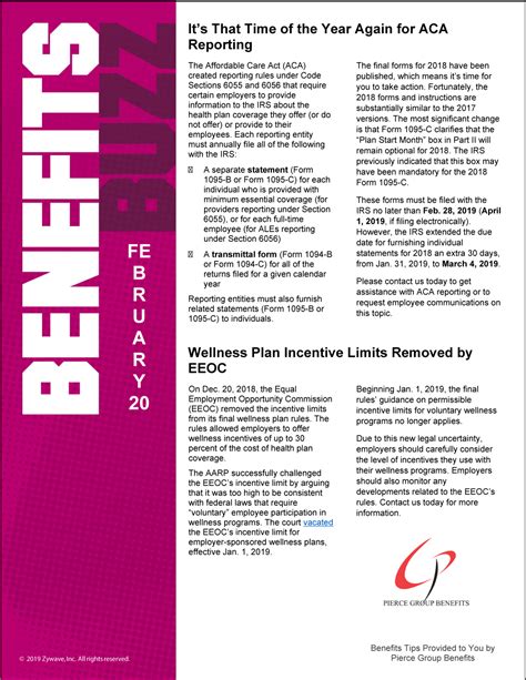 Benefits Newsletter - February 2019 • Pierce Group Benefits