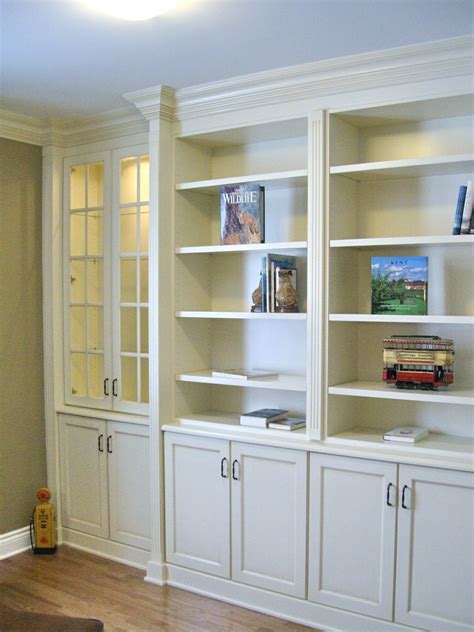Built In bookcases with fluted column detail & large crown. Antique ...