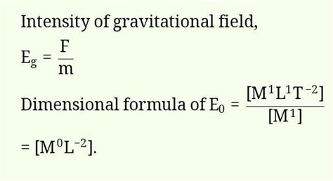 Give the dimensional formula of intensity of gravitational field ...