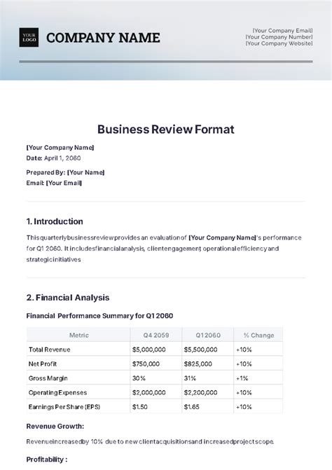 Image result for Business Review Examples