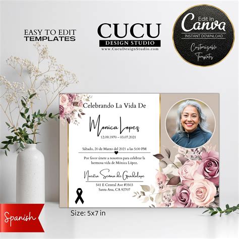 In Loving Memory Spanish Card | Plantilla Canva Funeral | Spanish ...