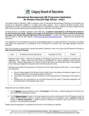 Fillable Online International Baccalaureate (IB) Programme Application ...