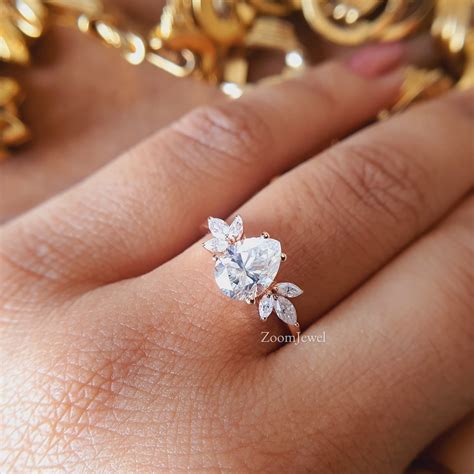 Buy Teardrop Shaped Moissanite Ring| Antique Diamond Gifts for Mother ...