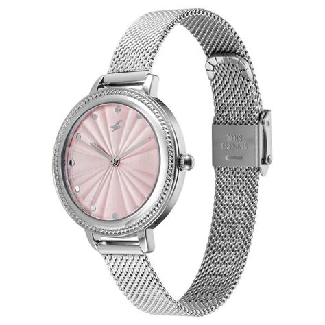 Buy Online Fastrack Stunners X Quartz Analog Pink Dial Stainless Steel ...