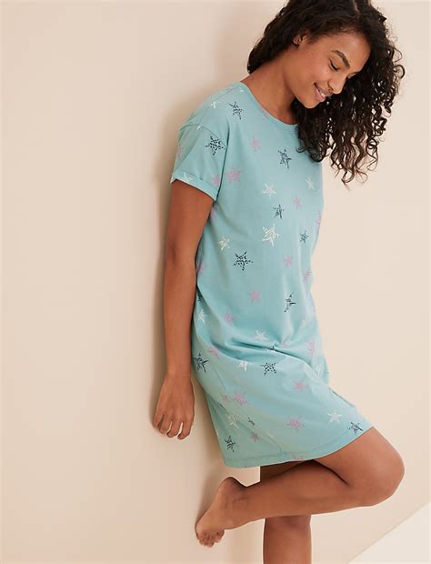 Buy Pure Cotton Star Print Short Nightdress at Marks & Spencer