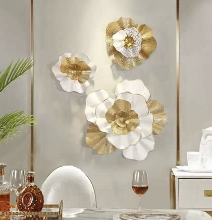 ZOVE Flower Metal Wall Art Iron Wall Hanging Set Of 3 For Home ...