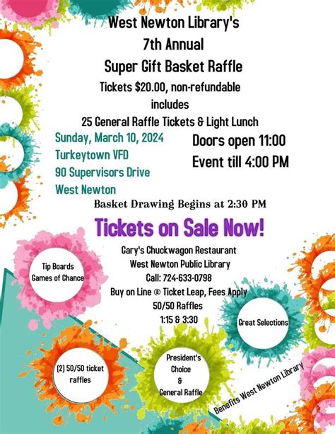 West Newton Public Library 7th Annual Basket Raffle Event, Turkeytown ...