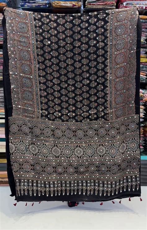 Kaal Tara Pure Ajrakh Mirror Saree (Pre Order - Dispatch Starts 25th J ...