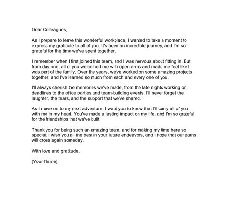 Touching Farewell Letter to Colleagues – Document Template