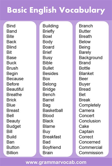 Image result for Basic English Vocabulary