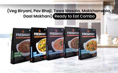 Freshway Ready-to-Eat Combo Pack Veg Biryani, Pav Bhaji Tawa Masala ...