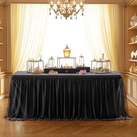 PartyTalk Black Tulle Tablecloth Table Skirt for 6 Foot India | Ubuy