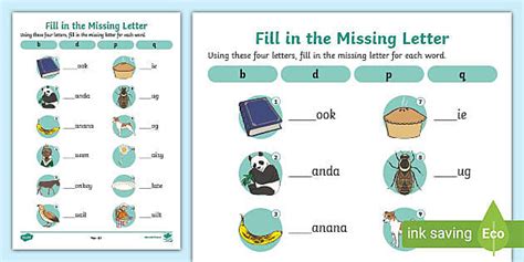 Confusing Letters - Fill in the Missing Letters