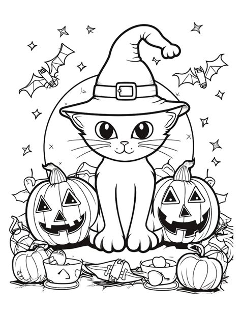 Free Printable Halloween Cat Coloring Pages