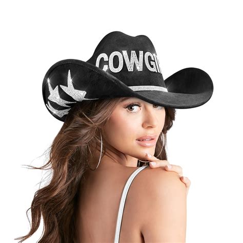 Keilin Cowboy Hats for Women Rhinestone Cowgirl Hat Felt Western Hat ...