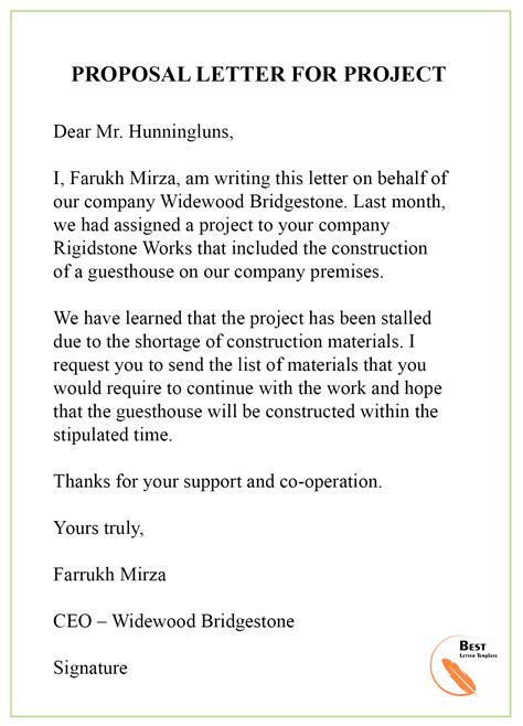 Image result for Proposal Letter Examples