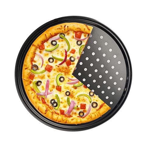 Buy Zollyss Carbon Steel Pizza Baking Tray with Holes, 29 cm - Black ...
