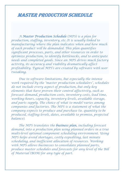 Image result for Production Schedule Example