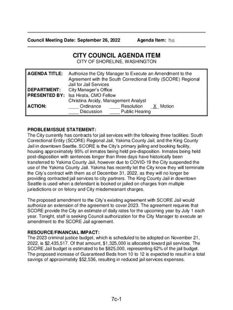 Fillable Online cosweb ci shoreline wa Agreement with the South ...