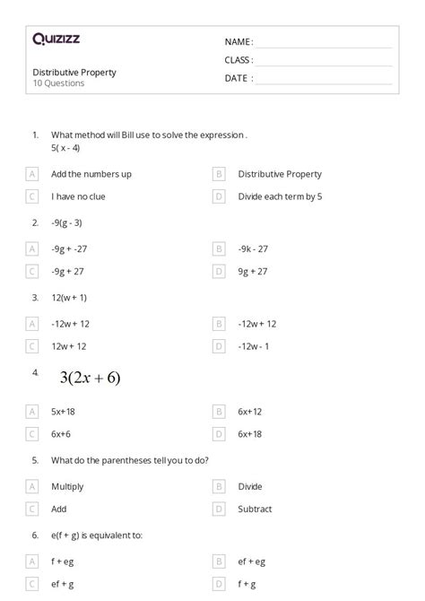 Image result for Distributive Property Practice Worksheet
