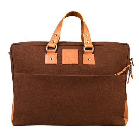Leather Laptop Bags | Brown Canvas & Leather Office Bag - Leather Warehouse