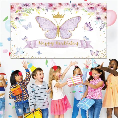 Buy Butterfly Birthday Party Background Cloth Supplies,5x3ft Cartoon ...