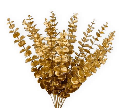 Gold Eucalyptus Leaves on Stick–50cm|Gift Packing & Hamper Decoration ...