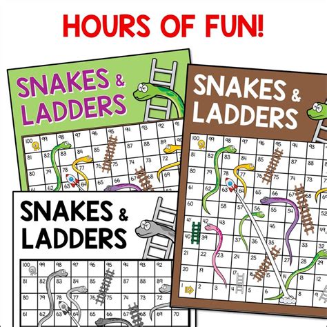 Buy Printable Snakes and Ladders Board Game, Classic Family Fun ...