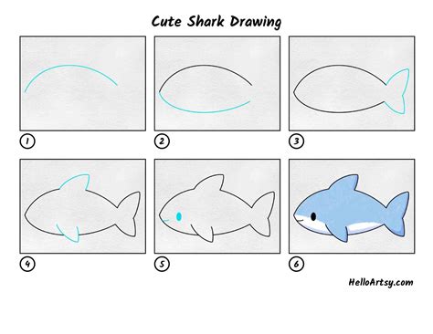 Cute Shark Drawing Croissant Sharks