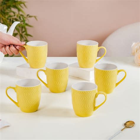 Yellow Swirl Cup for Tea Set of 6 230ml Online - Premium Coffee Mug ...