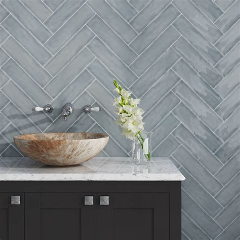 Amazon Light Grey Ceramic Herringbone Wall Tile | Stone Deals