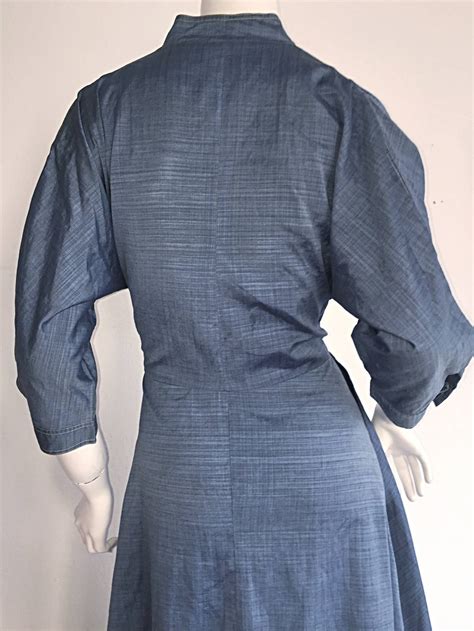 1940s Vintage B. Altman and Co. Denim Chambray Dress w/ Horse Buttons ...