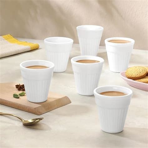 Larah by BOROSIL 6 Pcs Tea/Coffee Opalware Kulad Set, 200 ml Each ...