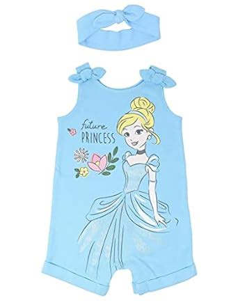 Buy Disney Princess Cinderella Baby Girls Romper and Headband Bow Set 3 ...