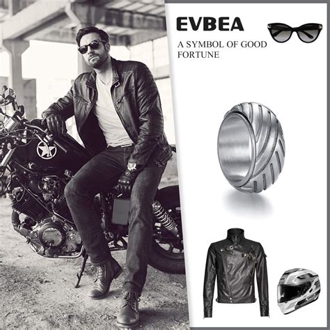 Buy EVBEA Mens Rings Mechanic Car Racer Tire Tread Biker Ring Rotation ...