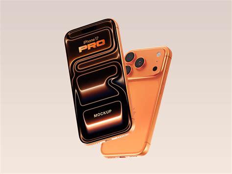 Free Floating Orange iPhone 17 Pro Mockup PSD - Good Mockups