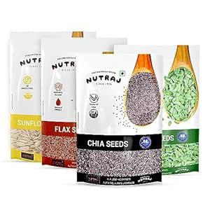 Nutraj Seeds Combo 800g | Pumpkin, Chia, Flax & Sunflower seeds 200g ...