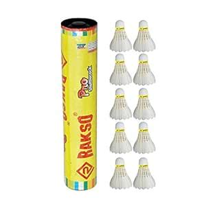 Rakso Pro Feather Shuttlecock Pack of 10 (White) : Amazon.in: Sports ...